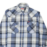 WRANGLER Mens Blue & Grey Checked Shirt M Cotton Blend Casual Workwear