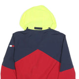TOMMY HILFIGER Mens Navy & Red Colourblock Hooded Jacket M Nylon Zip