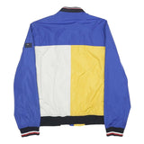 TOMMY HILFIGER Mens Blue Yellow & White Zip Bomber Jacket M Polyester