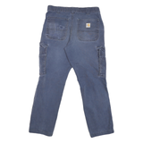 CARHARTT Mens Classic Blue Cargo Cotton Blend Jeans W32 L28 Drawstring Pockets