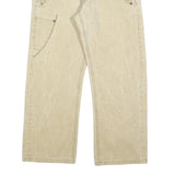 LEVI'S Mens Beige Cotton Blend Regular Straight Trousers W34 L28 Casual Zip