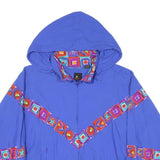 LIZ SPORT Womens Blue Polyester Blend Zip Hooded Jacket XL Abstract Pattern