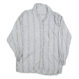 Womens Grey Striped Basic Shirt Long Sleeve Collared Size M Casual Everyday