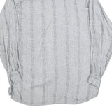 Womens Grey Striped Basic Shirt Long Sleeve Collared Size M Casual Everyday