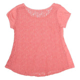 FRACOMINA Womens Pink Lace Back Cap Sleeve Top S Casual Polyester