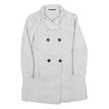Womens Grey Button Front Jacket S Woven Classic Fit Workwear Stylish Outerwear