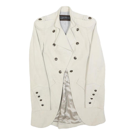 ZARA Womens White Military Style Jacket XS Cotton Plain Casual Elegant