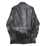 LONDON MARKET Womens Black Leather Jacket M Button Classic Timeless Outerwear