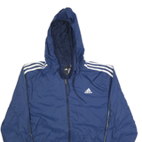 ADIDAS Mens Blue Hooded Zip Up Classic Jacket L Polyester Sportswear