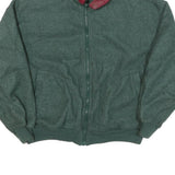 CABIN CREEK Mens Green & Burgundy Fleece Jacket S Polyester Blend Zip Casual
