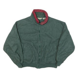 CABIN CREEK Mens Green & Burgundy Fleece Jacket S Polyester Blend Zip Casual
