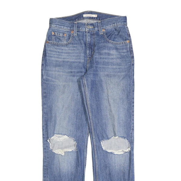 LEVI'S Womens Regular Blue Denim Stone Wash W29 L31 Distressed Zip Jeans