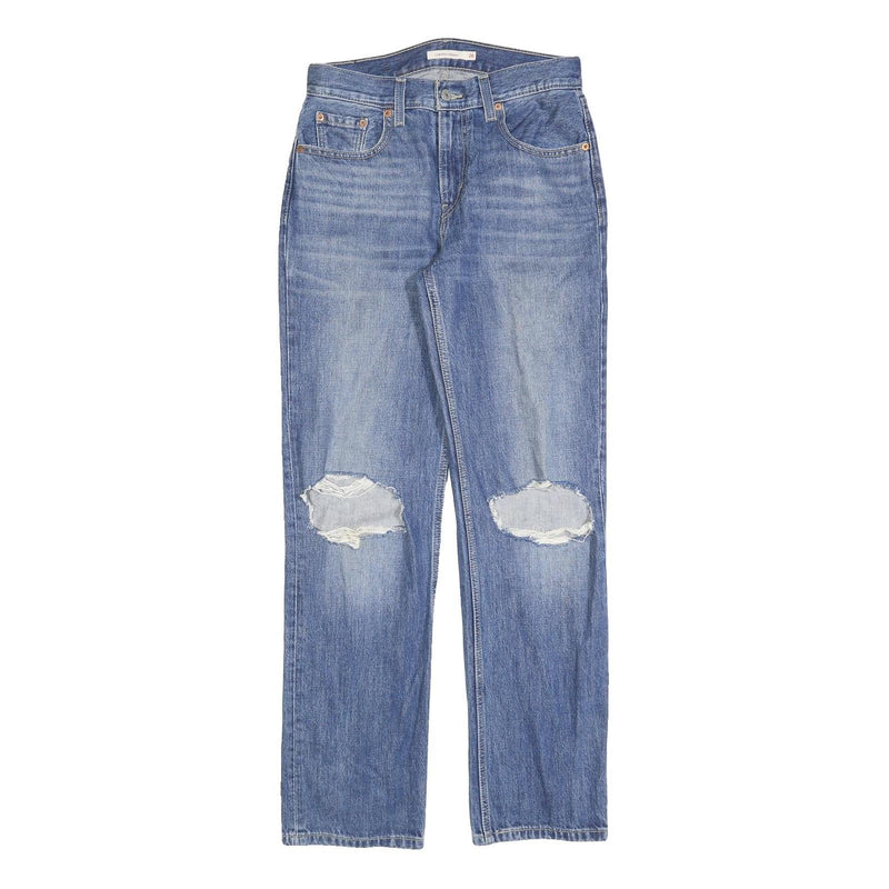 LEVI'S Womens Regular Blue Denim Stone Wash W29 L31 Distressed Zip Jeans