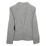 H&M Womens Grey Wool Blend Blazer Jacket UK 10 Button Herringbone Pattern