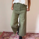Unbranded Cropped Trousers - 28W UK 10 Green Cotton