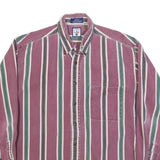 MAREH Mens Purple & Green Striped Shirt M Cotton Blend Casual Button-Down Long