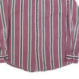 MAREH Mens Purple & Green Striped Shirt M Cotton Blend Casual Button-Down Long