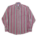MAREH Mens Purple & Green Striped Shirt M Cotton Blend Casual Button-Down Long