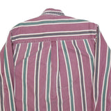 MAREH Mens Purple & Green Striped Shirt M Cotton Blend Casual Button-Down Long