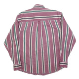 MAREH Mens Purple & Green Striped Shirt M Cotton Blend Casual Button-Down Long