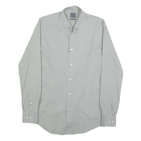 CALVIN KLEIN Mens Grey Shirt XS Classic Cotton Blend Long Sleeve Casual