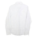 HUGO BOSS Mens White & Grey Stripe Shirt S Cotton Blend Formal Smart