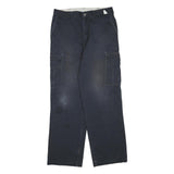 DICKIES Womens Cotton Blend Navy Blue Regular Cargo Trousers W34 L32 Workwear