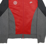 NIKE Mens Red & Grey Colourblock Zip Jacket L Cotton Blend Sports Casual