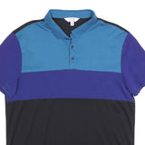 CALVIN KLEIN Mens Blue & Purple & Black Colourblock Short Sleeve Polo Shirt XL