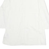 NAPAJIRI Womens White Cotton Blend Printed Top Long Sleeve Button Neck L