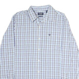 CHAPS Mens Blue & White Check Shirt L Button Down Cotton Casual Work