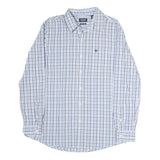 CHAPS Mens Blue & White Check Shirt L Button Down Cotton Casual Work