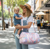 Anysort Mommy Diaper Bag Pink Unicorn Shoulder Bag with Internal Zip Pocket Waterproof Handbag for Travel and Sports