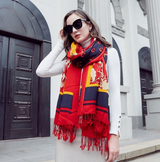 Anyyou 100% Pure Merino Wool Apple Red Poncho for Women Winter Large Scarf Pashmina Shawl Bandana Neck Wrap