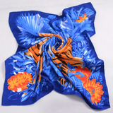 Anyyou Fashion Premium Satin Square Scarf – Romantic Floral Blue Silk-Feel Neckwrap for Women