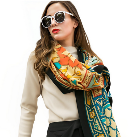 Anyyou 100% Pure Merino Wool Multicolor Tie Pattern Stylish Poncho Winter Large Scarf With Trendy Pashmina Shawl Bandana For Womenfashion Design