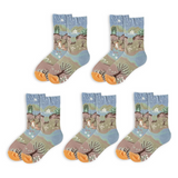 Anyfootwear 5 Pairs Size 5-9 Unisex Long Socks Cartoon Tulip Nature Design Black Yellow Warm Winter Socks Comfortable Casual Foot Accessories