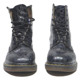 DR MARTENS Womens Leather Ankle Boots Black UK 6 Croc Embossed Lace-Up