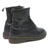 DR MARTENS Womens Leather Ankle Boots Black UK 6 Croc Embossed Lace-Up