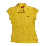 Puma Striped Polo Shirt - Large Yellow Cotton