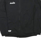 DIADORA Mens Black Track Jacket S Polyester Blend Plain Zip Lightweight