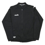 DIADORA Mens Black Track Jacket S Polyester Blend Plain Zip Lightweight