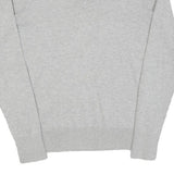 TOMMY HILFIGER Womens Grey Plain Jumper V-Neck Basic Knit M Classic Cotton Blend