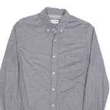 LACOSTE Mens Grey Cotton Long Sleeve Shirt M Button Down Collar Classic Fit