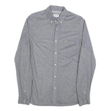 LACOSTE Mens Grey Cotton Long Sleeve Shirt M Button Down Collar Classic Fit