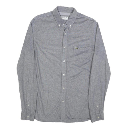 LACOSTE Mens Grey Cotton Long Sleeve Shirt M Button Down Collar Classic Fit