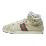 GUCCI Mens High Top Trainers Beige & Red & Green Synthetic UK 10 Luxury Fashion