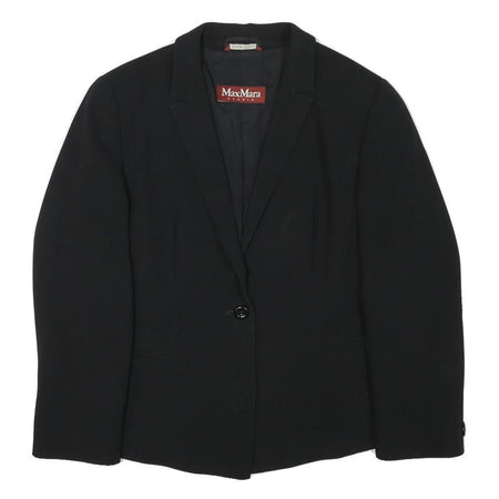 MAX MARA Womens Black Studio Jacket S Polyester Blend Classic Fit Button Closure