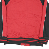 TRUE RELIGION Mens Red & Black Varsity Jacket M Cotton Blend Button Bomber Zip
