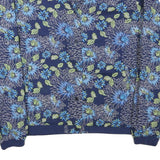 MISERICORDIA Womens Blue Floral Cotton Blend Jacket M Button Closure Bomber
